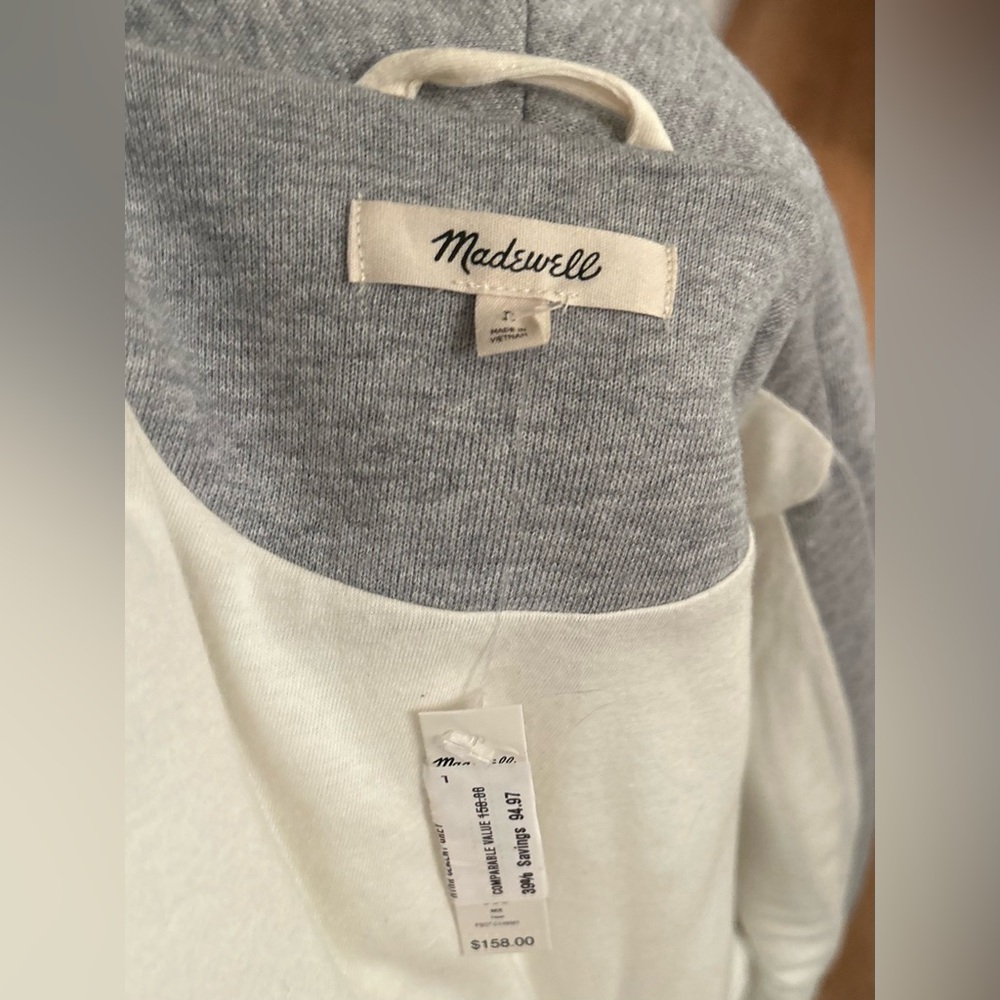 NWT Madewell Large Heather Grey Sweatshirt Puffer Coat